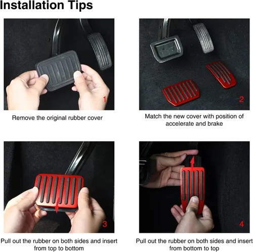 Miniatura 6 de Juego de almohadillas de pedal para Tesla Model 3 Model Y, cubiertas de pedal de freno y acelerador de rendimiento de aluminio antideslizantes