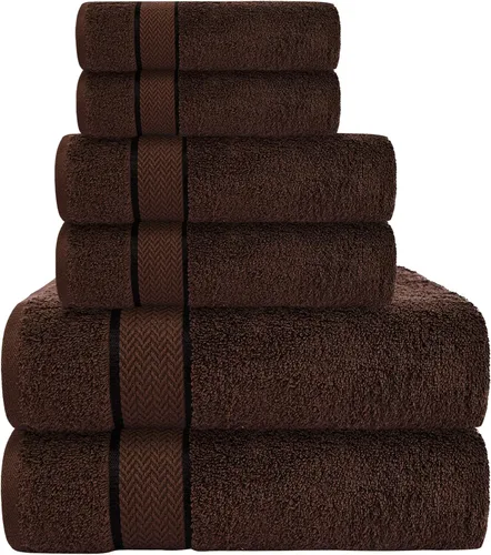Miniatura 28 de Juego de toallas de baño - 100% algodón - 2 toallas de baño, 2 toallas de mano y 2 paños - Grandes, secado rápido, absorbentes, suaves, lujosas