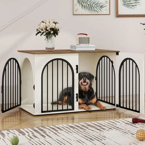 Miniatura 12 de Hzuaneri - Muebles de madera para perros de 26.8 pulgadas, jaula de interior para perros pequeños, jaulas resistentes decorativas para mascotas