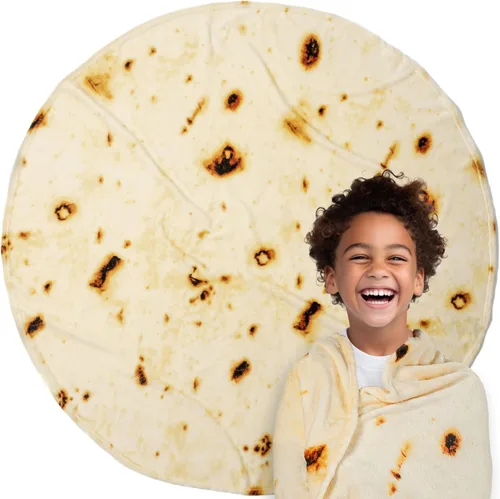 Miniatura 9 de PAVILIA Manta de tortilla de burrito, manta de doble cara de harina de tacos para niños, niñas, adolescentes, manta de comida realista, divertido