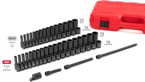 Miniatura 2 de TEKTON Juego de llaves de impacto de 6 puntos con accionamiento de 3/8 pulgadas, 72 piezas (1/4-1 pulgada, 0.236-0.945 in) SID91404