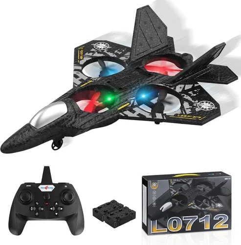 Miniatura 7 de Avión RC de 2.4 GHz, avión de control remoto L0712, cuadricóptero flotando con avión de combate estacionario automático, avión RC RTF para Gris