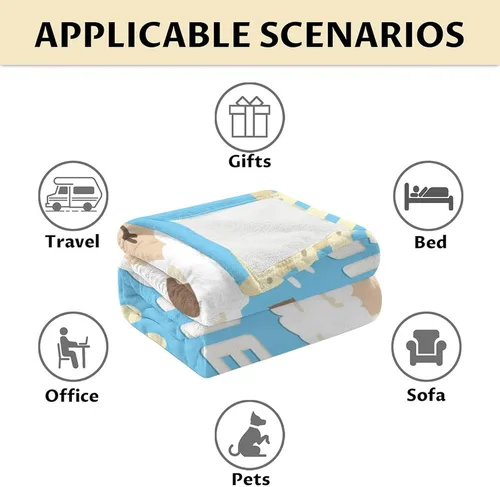Miniatura 6 de Manta de oveja de regalo, 30 x 40 pulgadas, bonita manta para niños, niñas y mujeres, mantas suaves y peludas azules para cama, sofá y viajes Manta