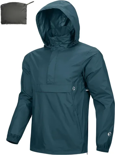 Miniatura 7 de Outdoor Ventures Chaqueta de lluvia para hombre, impermeable, ligera, plegable, para senderismo, golf, correr