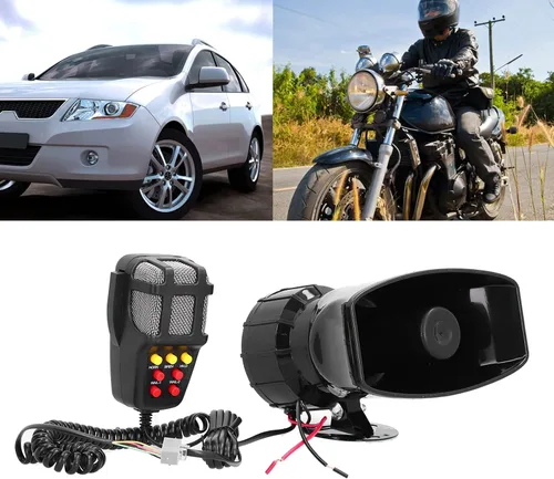 Miniatura 3 de Joyzan Sirena para Auto con Altavoz, Bocina, Micrófono, Sistema de Altavoces PA, Alarma de Advertencia de Sonido Eléctrico de 7 Tonos, Amplificador