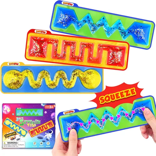 Juguetes Sensoriales Esponjosos para Niños - Pack de 3 Juguetes Sensoriales de Tubo para Autismo - Juguetes Silenciosos para Estudiantes de Aula -