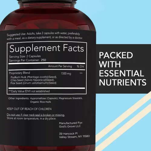 Miniatura 2 de California Basics Suplementos de fibra para hombres (500 unidades) – Cápsulas veganas de cáscara de psyllium dietética diaria de chía, semillas