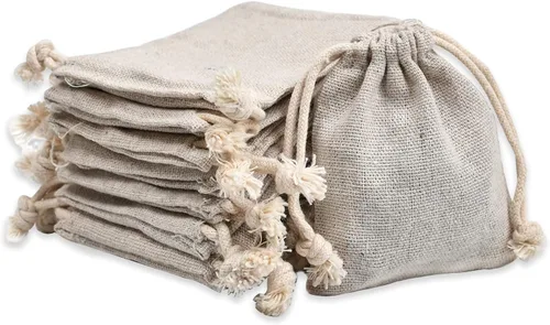 calary 50 piezas de lona doble con cordón bolsa de algodón bolsa de regalo bolsita de muselina reutilizable bolsa de té 2.75x4 pulgadas