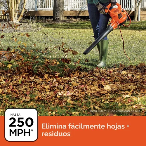 Miniatura 3 de BLACK+DECKER Soplador eléctrico de hojas 3 en 1, aspiradora de hojas, trituradora (BEBL7000)