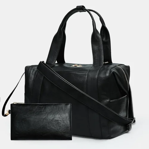Miniatura 10 de miss fong Bolsa de pañales, bolsa de bebé, bolsa de pañales de cuero, bolsa de mano para bebé con 9 bolsillos, bolsa grande para mamá con bolso