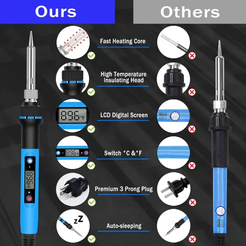 Miniatura 3 de Kit de soldador, 80 W, 110 V, calentamiento rápido en 10 segundos, LCD, digital, temperatura ajustable, pistola de soldadura termostática, kit