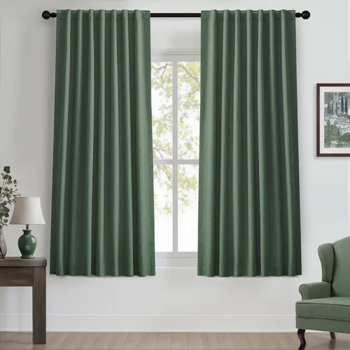 Miniatura 105 de UHITECH Cortinas cortas de lino de 24 pulgadas de largo para ventanas pequeñas de granja, cortinas opacas modernas para sala de estar, pestañas
