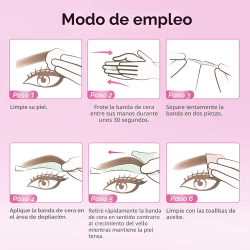 Miniatura 8 de Beauty7 Kit de tiras de cera facial para depilación – Tiras de cera de cejas en casa – 24 tiras, 4 toallitas de aceite calmante para todo