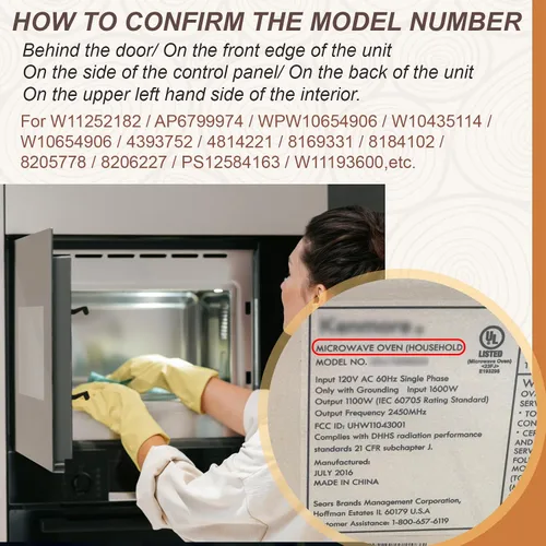 Miniatura 4 de 1 Uds. W11252182 para Whirlpool Microondas Anillo de reemplazo con rodillos 8206227 Soporte de bandeja de vidrio para microondas Amana Kenmore