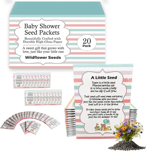 Miniatura 9 de CHOOBLY Recuerdos de baby shower de niño para invitados 20 paquetes de semillas de flores silvestres Prellenados Mezcla de semillas de ramo