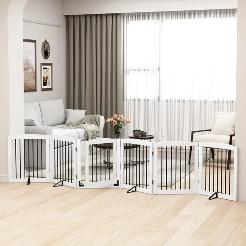 Miniatura 8 de PUPETPO Puertas independientes para mascotas con puerta de paso, valla interior para perros, puerta para perros para casa, escaleras, puerta extra