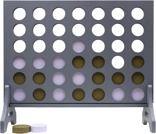 Miniatura 21 de Juego gigante 4 en una fila para familia y adultos – Tailgating Pros Jumbo de madera gris cuatro en una fila juego de patio para interiores