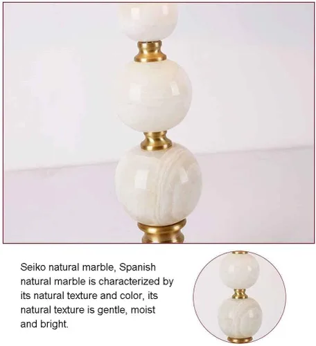 Miniatura 6 de Lámpara de noche de 25.6 pulgadas con base de metal y pantalla de seda, lámpara de escritorio de mármol para sala de estar y dormitorio, fácil