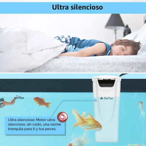 Miniatura 4 de DaToo Filtro de Potencia de Acuario en Tanque Ultra Silencioso Filtro de Tanque de Peces Pequeño 3W para Acuario de 1 a 10 Galones, Garantía de 1 Año