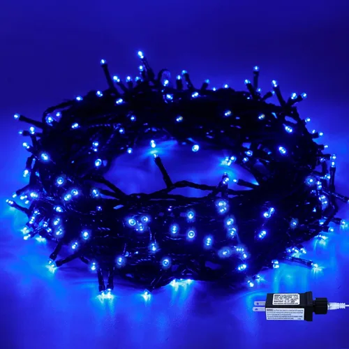 Cadena de luces de Navidad para interiores – 220 LED de 82 ft, 8 modos de memoria, enchufe de extremo a extremo, impermeable decorativo para Azul