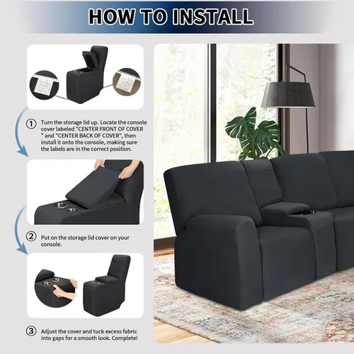 Miniatura 7 de PureFit - Funda para consola reclinable para fundas de sofá reclinable, fundas deslizantes súper elásticas para la parte media del sofá reclinable