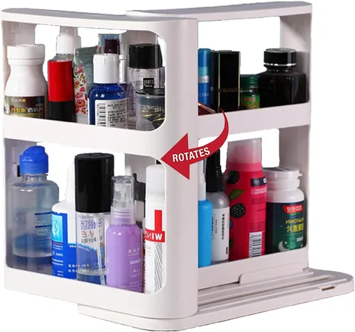 Organizador giratorio para especias, dos estantes giratorios de 2 niveles para cocina, estante multifunción para almacenamiento de tarros de