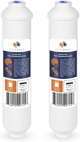 Aquaboon Filtro de agua de carbón activado T33 - Filtro de agua en línea para refrigerador se adapta a línea de agua de 1/4 - Filtro para máquina de