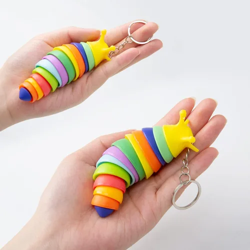 Miniatura 2 de MEIEST 6 piezas de mini juguetes para la ansiedad, diseño articulado en 3D, oruga elástica para aliviar el estrés, juguete de mano flexible, ideal