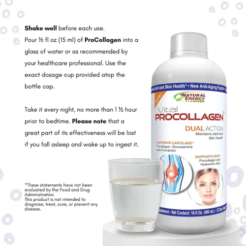Miniatura 8 de Natural Energy Vital Procollagen - Proteína de colágeno hidrolizada líquida con ácido hialurónico y sulfato de glucosamina condroitina factor