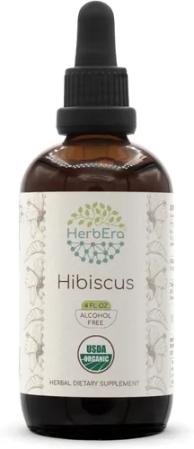 Hibiscus B120 USDA - Tintura orgánica | Extracto sin alcohol, gotas de hierbas de alta potencia | Hibisco orgánico certificado (Hibiscus Sabdariffa)