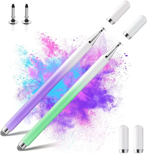 MXCOIRTP Lápiz óptico para pantallas táctiles (2 unidades), disco magnético 2 en 1 y punta de fibra para iPad con tapa magnética, compatible con