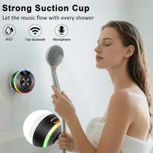 Miniatura 2 de Donerton Bluetooth Shower Speaker, Portable Bluetooth 5.4 Speaker with 360°HD Stereo Sound and Robust Bass, IPX7 Waterproof Speakers, LED Light