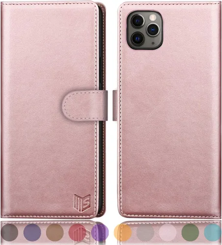 Miniatura 12 de SUANPOT Funda de piel tipo cartera para iPhone 11 Pro Max de 6.5 pulgadas con bloqueo RFID, soporte para tarjetas de crédito, funda de teléfono