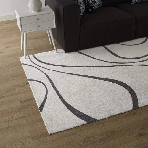 Miniatura 7 de Modway Therese - Alfombra abstracta de 5 x 8 pulgadas, diseño contemporáneo en marfil y carbón