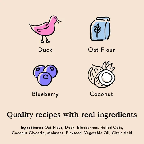 Miniatura 3 de Bocce's Bakery Oven Baked Quack Quack Quack Golosinas para Perros - Totalmente Naturales, Ingredientes Reales, Galletas Suaves y Masticables Sin