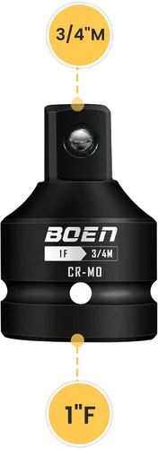 Miniatura 2 de BOEN Adaptador de enchufe de impacto de 1 "F a 3/4 "M, acero Cr-Mo, juego de adaptadores de enchufe para conversiones de controlador de impacto