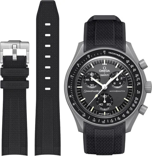 Miniatura 20 de Correa Stanchev para reloj Moonswatch, correa de silicona suave curvada sin espacio de 20mm para reloj Omega X Swatch Speedmaster, correa