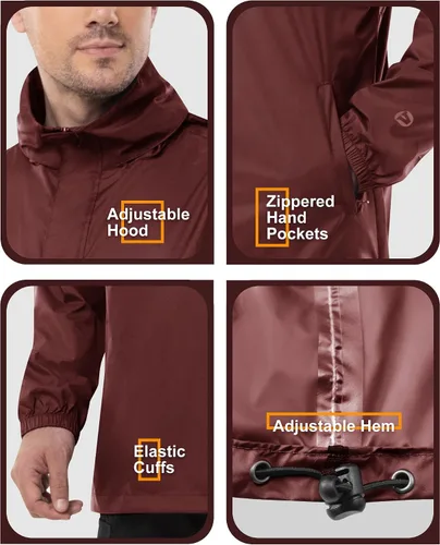 Miniatura 68 de Outdoor Ventures Chaqueta de lluvia para hombre, impermeable, ligera, plegable, para senderismo, golf, correr
