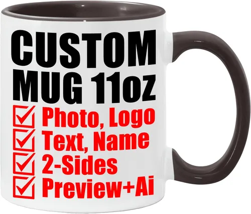 Taza de café personalizada – Tazas personalizadas con texto en imagen, logotipo personalizado con nombre, taza de cerámica – Cumpleaños,