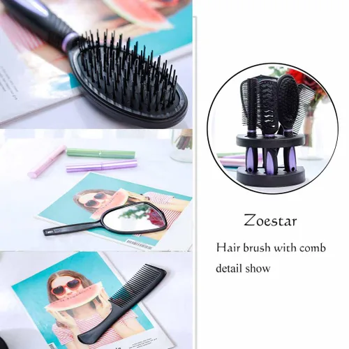 Miniatura 5 de Zoestar Juego de 5 cepillos y peine para el cabello para mujeres y hombres (A-morado)