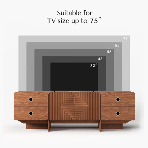 Miniatura 3 de JOINICE Soportes de TV acanalados de 66" para sala de estar, consolas de TV modernas de mediados de siglo para TV de 75 pulgadas, centro