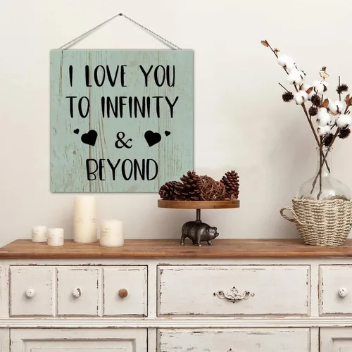 Miniatura 5 de Placa motivacional de madera con texto en inglés "I Love You to and Beyond" (I Love You to and Beyond), letrero de madera para colgar en la pared