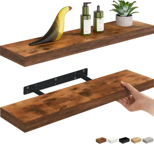 Miniatura 10 de Ballucci - Estantes flotantes, juego de estantes de pared de madera de 36" con soportes invisibles para baño, sala de estar, dormitorio, cocina