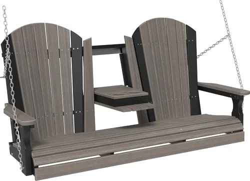 Miniatura 31 de LuxCraft Adirondack - Columpio colgante para porche delantero de 5 pies con consola abatible, asientos hasta 3, banco de columpio de patio al aire