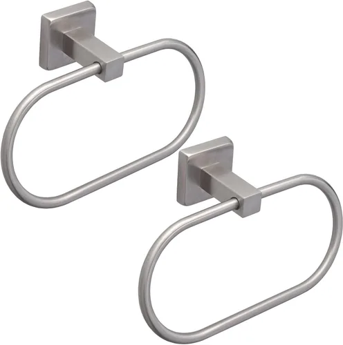 Miniatura 9 de TocTen Toallero de mano para baño, toalla de pared con estante de madera, toallero de mano de metal de alta calidad, accesorios de baño, colgador