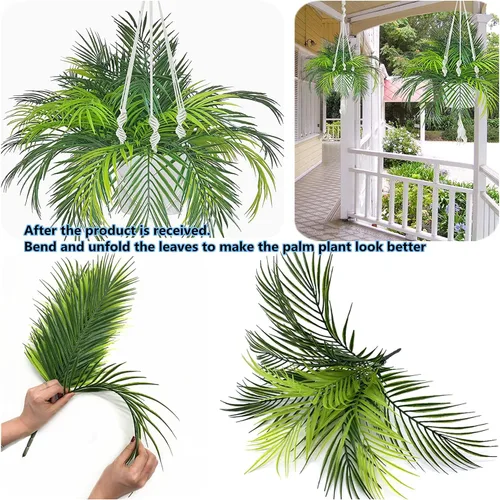 Miniatura 4 de CATTREE Plantas artificiales de palmeras tropicales, plantas de plástico, arbustos de helecho, árbol de coco, arbustos falsos para interiores