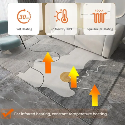 Miniatura 3 de Electric Heating Carpet Pad,Adjustable Temperature Heated Floor Mat with Auto Shut Off,Electric Heated Large Area Rug with Timerfor Living Room