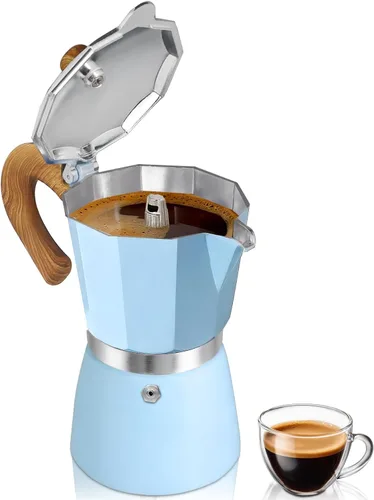 Miniatura 17 de Cafetera de café para estufa, cafetera de expreso de 3 tazas, olla de moka de aluminio, percolador de 5 oz 150 ml, fácil de preparar para estufas
