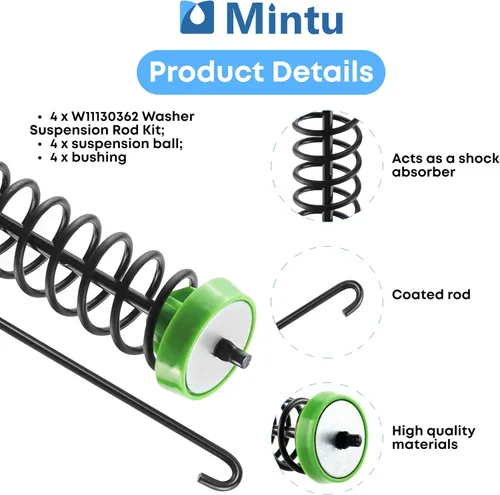 Miniatura 4 de W10780048 Kit de varilla de suspensión para Roper RTW4640YQ0 RTW4640YQ1 RTW4740YQ0, Whirlpool 1CWTW4740YQ0 1CWTW4740YQ1 1CWTW4740YQ2 1CWTW4800YQ2 Q1