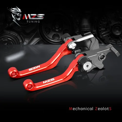 Miniatura 4 de MZS - Palancas de freno y embrague rojas ajustables para bicicletas de tierra, pivote CNC compatibles con CRF150R 2007-2026 / CR80R CR85R 1998-2007
